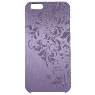 Metallic Purple With Purple Swirls Clear iPhone 6 Plus Case