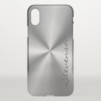Metallic Radial Stainless Steel Look Personalized Iphone X Case by CityHunter at Zazzle
