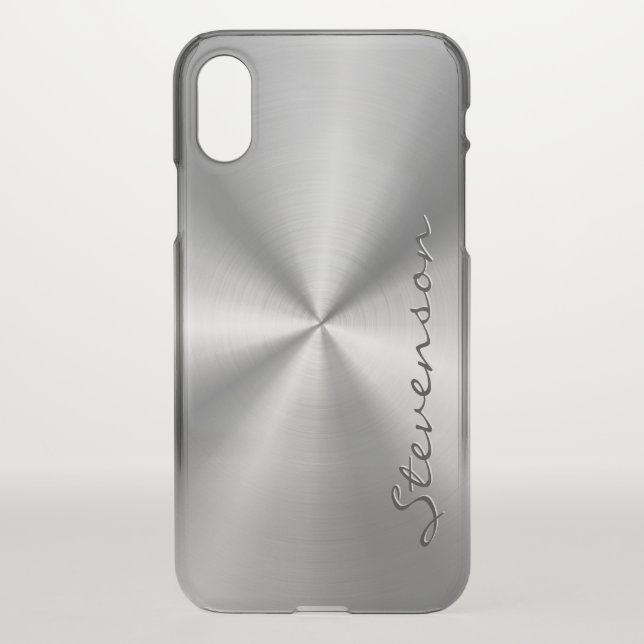 Metallic Radial Stainless Steel Look Personalized Uncommon iPhone Case (Back)