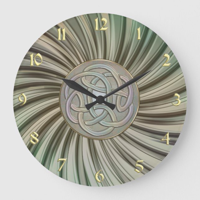 Metallic Rays Celtic Knot Metal Look Clock (Front)