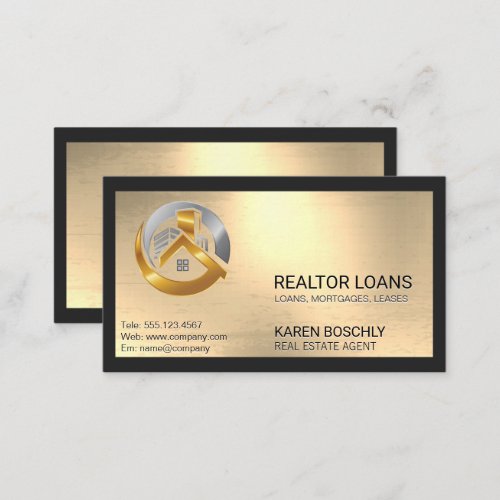 Metallic Real Estate Property Logo Business Card