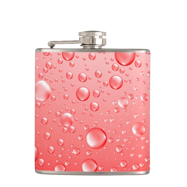 Metallic Red Abstract Rain Drops Flask (Front)