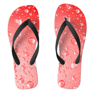 Metallic Red Abstract Rain Drops Flip Flops