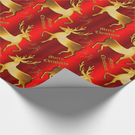 Metallic Red and Golden Reindeer Christmas