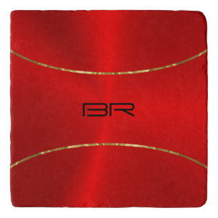 Metallic red background custom monogram trivet