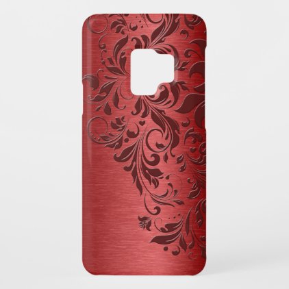 Metallic Red Background &amp; Dark Red Lace Case-Mate Samsung Galaxy S9 Case