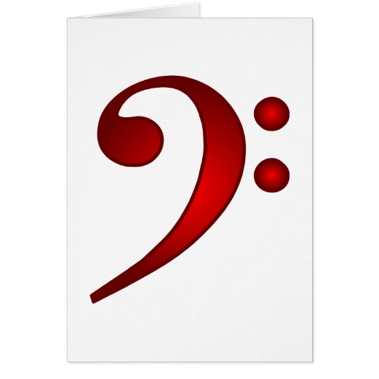Metallic Red Bass Clef Card