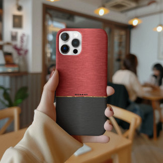 Metallic red & black combo with gold accent iPhone 11 pro case