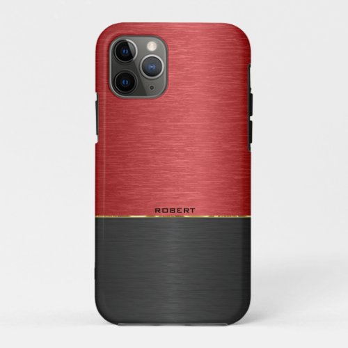 Metallic red  black combo with gold accent iPhone 11 pro case