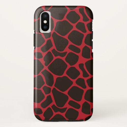 Metallic Red Black Leopard Print Animal Skin iPhone X Case