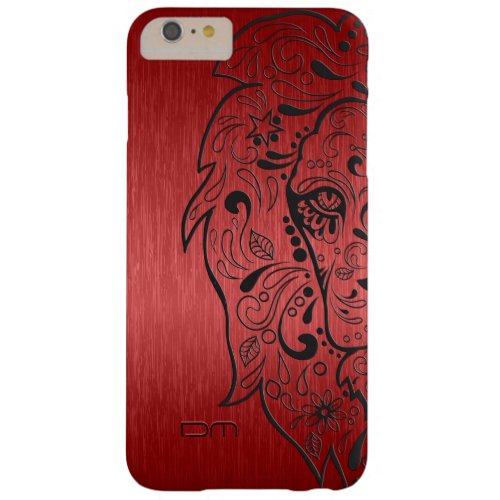 Metallic Red  Black Lion Sugar Skull Barely There iPhone 6 Plus Case