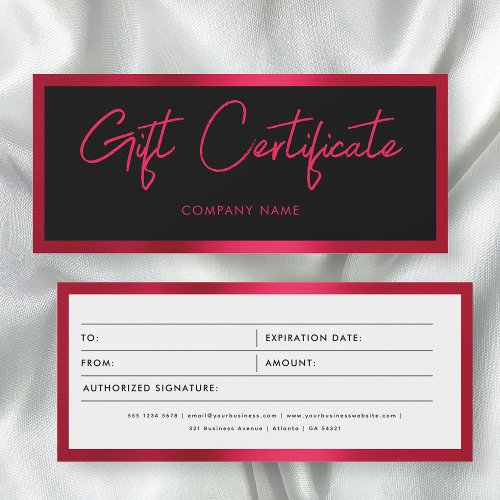 Metallic Red Business Gift Certificate Voucher
