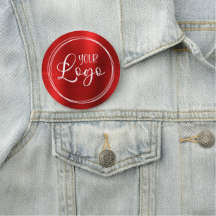 Metallic Red Circular Logo Name Tag