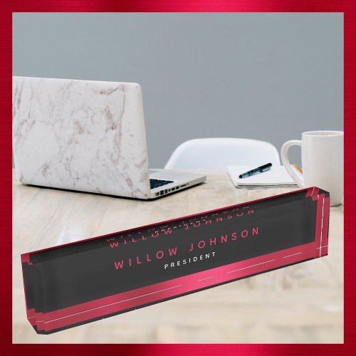Metallic Red Classy Executive Business Gift  Desk Name Plate