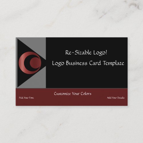 Metallic Red Crescent Moon  Planets Logo Business Card