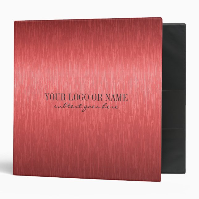 Metallic Red Design Brushed Aluminum Print 3 Ring Binder (Front/Inside)