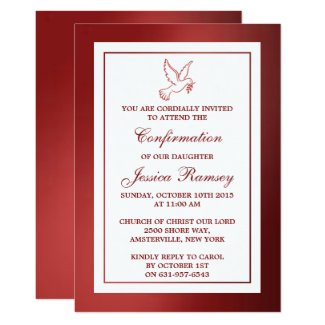 Metallic Red Dove Holy Communion Or Confirmation Card