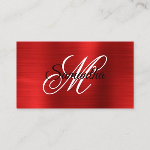 Metallic Red Foil Fancy Monogram Business Card