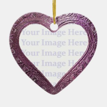 Metallic Red  Heart Frame Ceramic Ornament by Rosemariesw at Zazzle