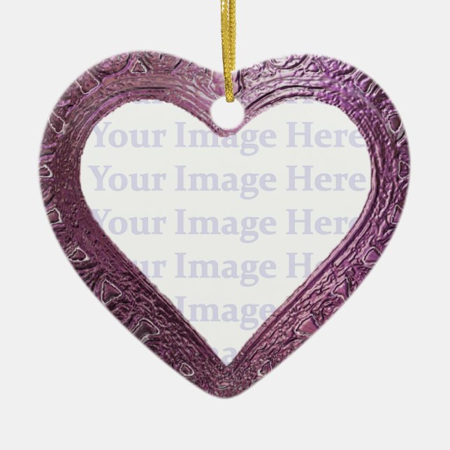 Metallic Red  Heart Frame Ceramic Ornament (Front)