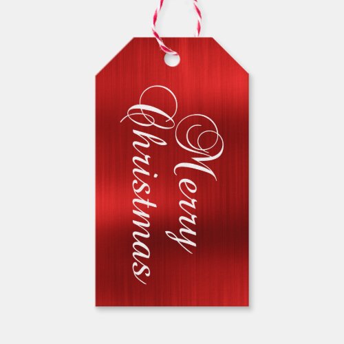 Metallic Red Merry Christmas Gift Tags