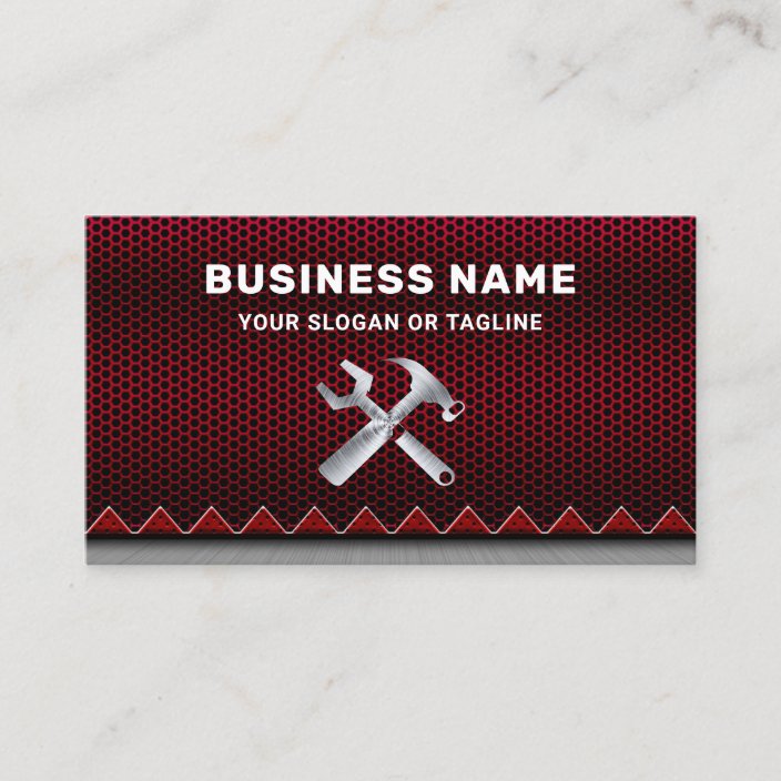 Metallic Red Mesh Handyman Auto Repair Mechanic Business Card | Zazzle.com