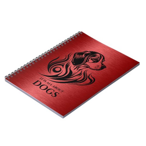 Metallic Red Ornamental Beagle Head Illustration Notebook