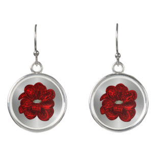 Metallic Red Poppy Earrings