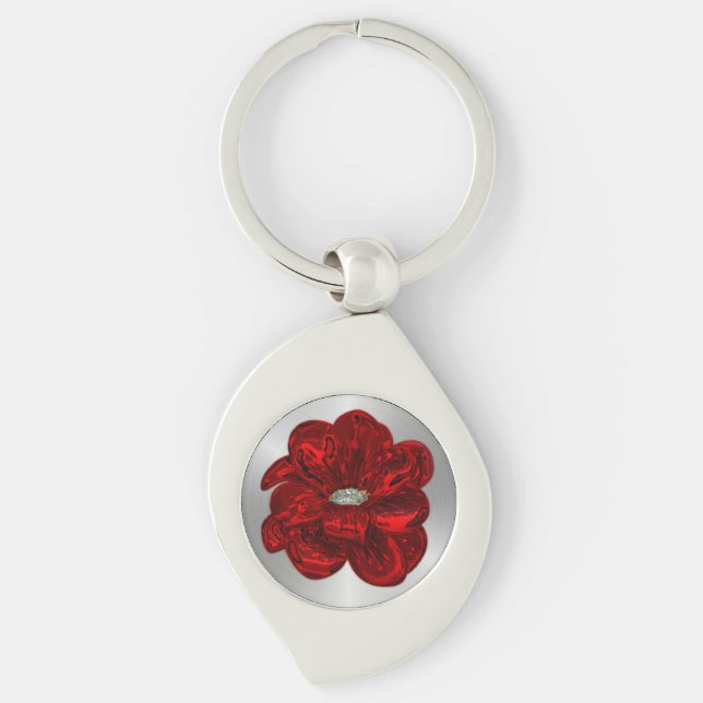 Metallic Red Poppy Keychain (Front)
