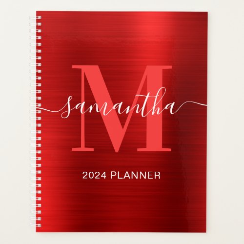 Metallic Red Signature Monogram Planner