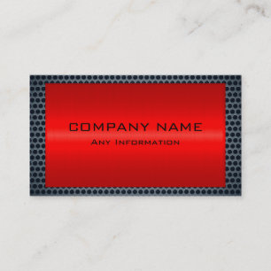 Metallic Red Stainless Gray Steel Hole Look Business Card