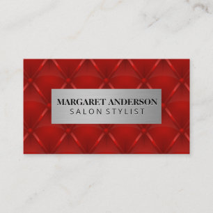 Metallic   Red Upholstered Padding Background Business Card