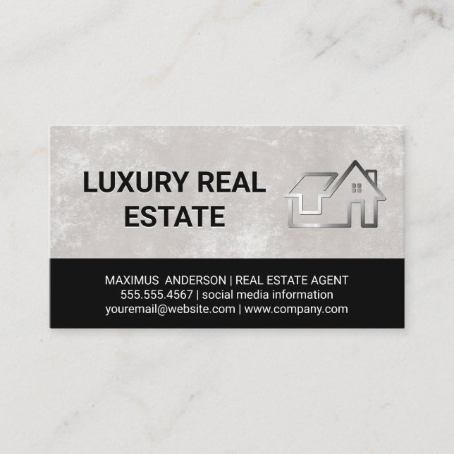 Metallic Residential Building Logo Business Card (Front)