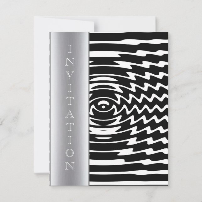 Metallic ripple pattern modern cocktail invitation (Front)