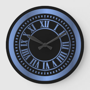 Metallic Roman Numerals Clock Face - Blue