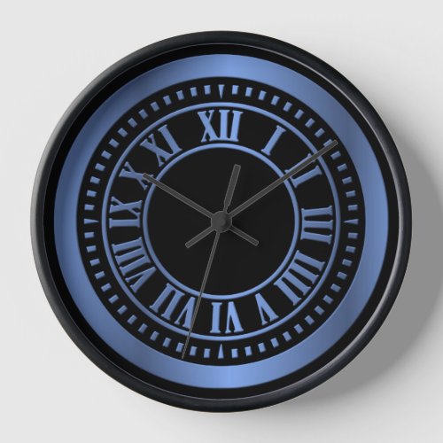 Metallic Roman Numerals Clock Face _ Blue