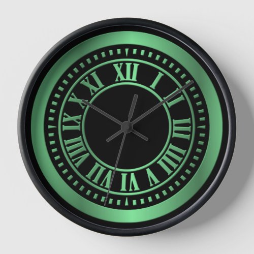 Metallic Roman Numerals Clock Face _ Green