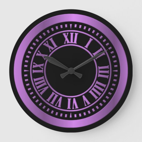 Metallic Roman Numerals Clock Face _ Purple