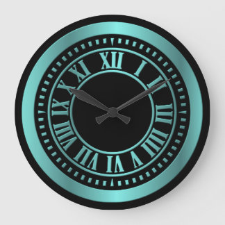 Metallic Roman Numerals Clock Face - Teal
