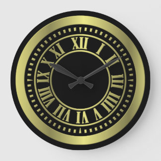 Metallic Roman Numerals Clock Face - Yellow