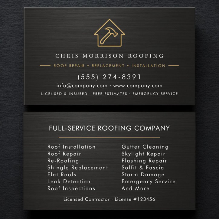 Metallic Roofing Roofer Professional Services Business Card