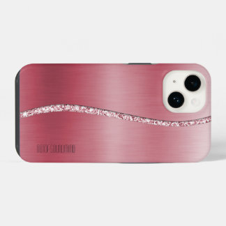 Metallic Rose Gold and Glitter Wave iPhone 14 Case