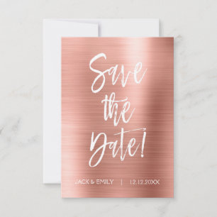 Metallic Rose Gold - Blush Pink Save the Date Card