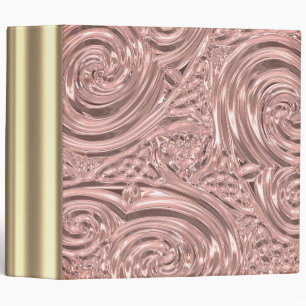 Metallic rose gold elegant victorian nouveau 3 ring binder