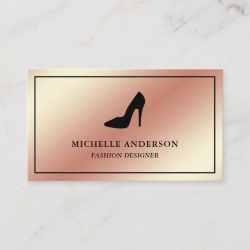 Metallic Rose Gold Foil High Heels Stilettos Business Card