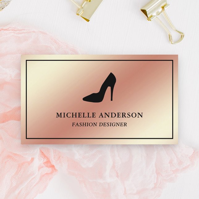 Metallic Rose Gold Foil High Heels Stilettos Business Card (Creator Uploaded)