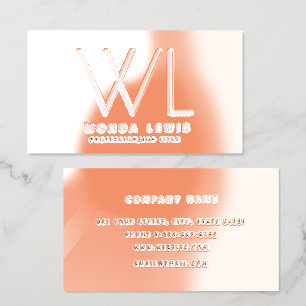 Metallic Rose Gold Foil Monogram Modern Simple Business Cards