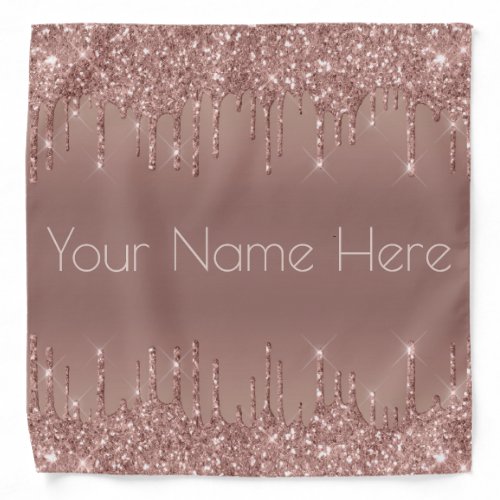 Metallic Rose Gold Glitter Dripping Icing Custom Bandana