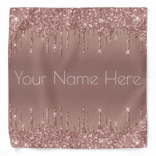 Metallic Rose Gold Glitter Dripping Icing Custom Bandana (Front)