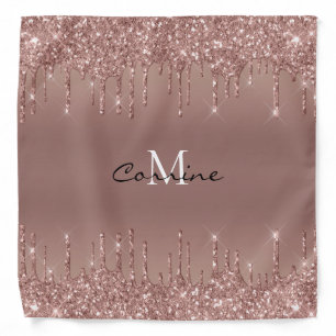 Metallic Rose Gold Glitter Dripping Icing Monogram Bandana